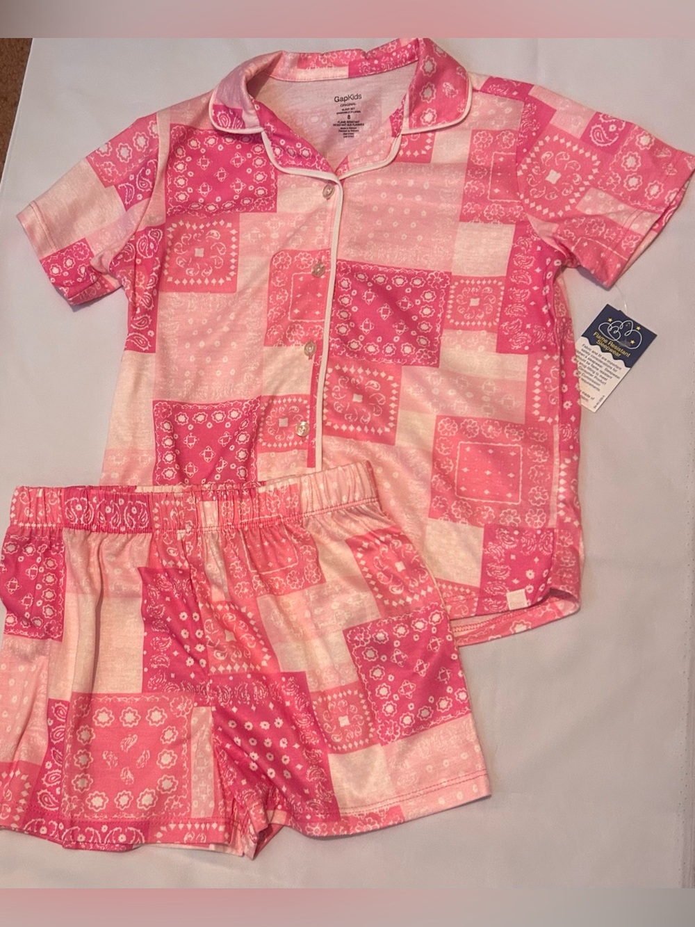 GAP Girl’s Short Pajama Set Size 8 NEW Pink Patchwork